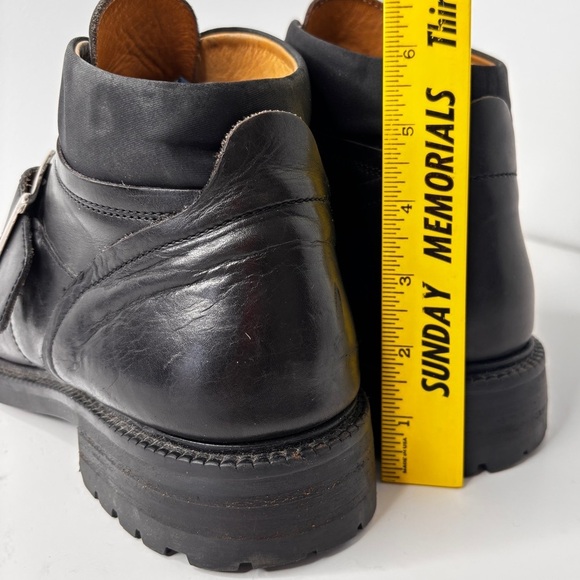 VTG Kenneth Cole Boots Mens 10.5 Black Leather Monk Strap Made in Italy 90s Moto main image 11